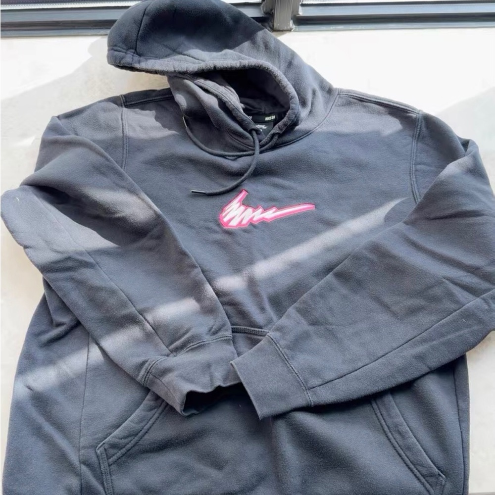 Nike Long Sleeve Hoodie - Black with Pink Logo